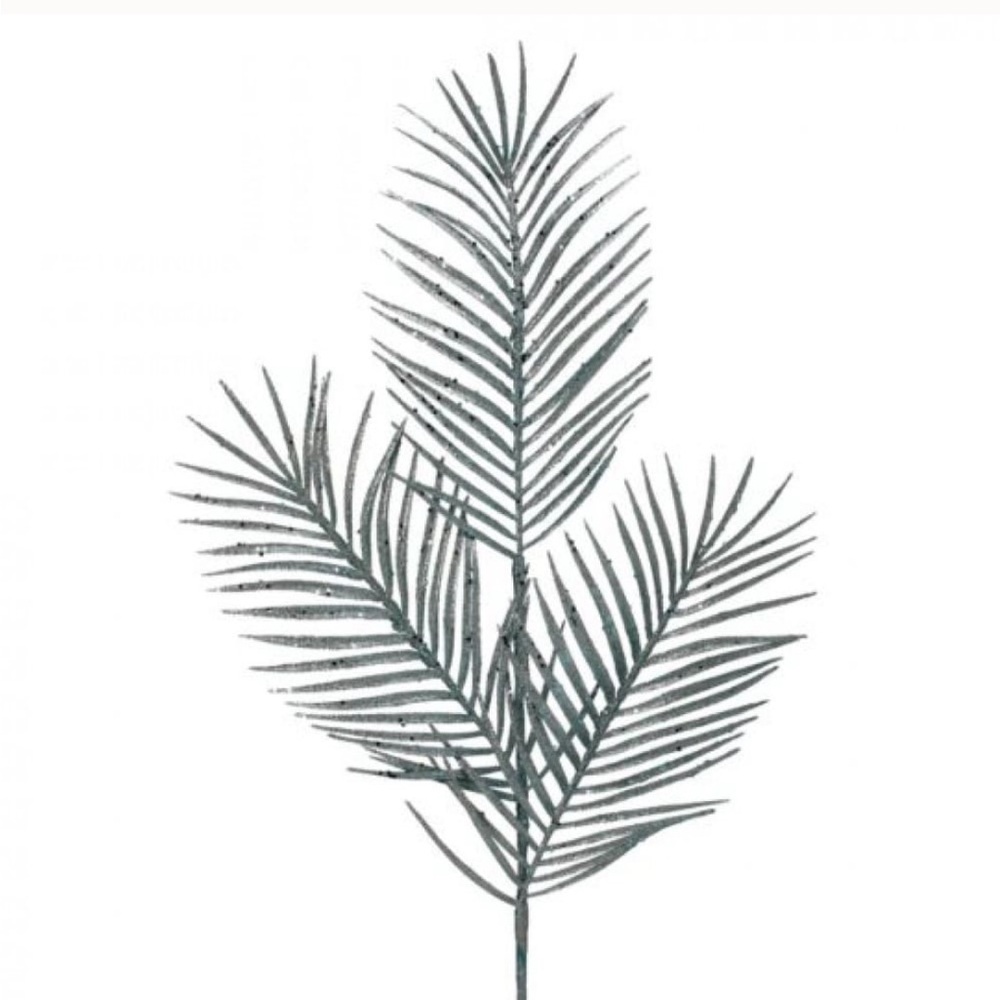 Aqua Glittered Triple Palm Leaf Spray Faux
Plants And Trees Blue